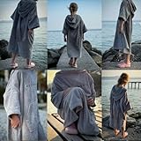 Stravaig Frottee-Poncho für Erwachsene – leicht zu wechselnder Frottee-Bademantel zum Schwimmen, Surfen, Schwimmen in freier Natur, Strand (L-XL)