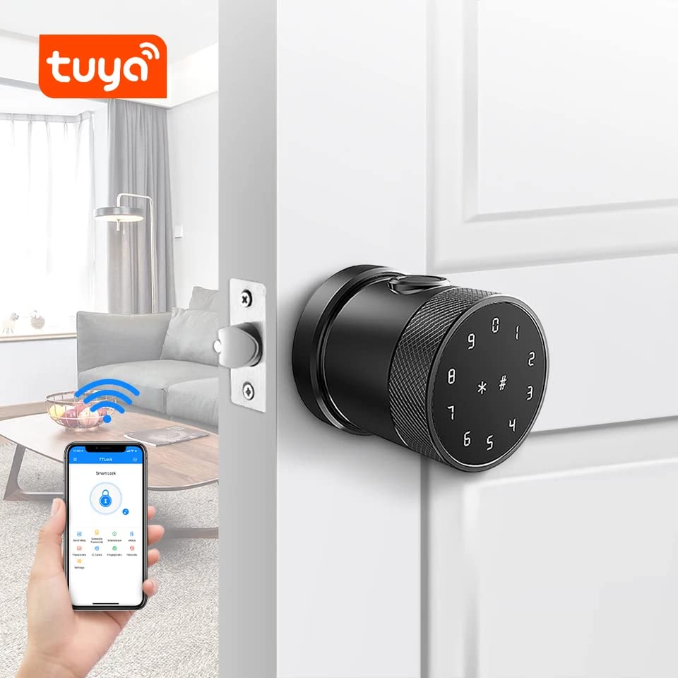 Image of Escozor RFK02 Smart Knob Digital Keyless Fingerprint Lock for Bedroom & Office with Password,Smart Card,Mechanical Keys & Bluetooth Mobile App Control