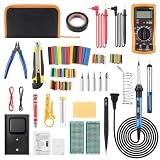 Soldering Iron Kit, Digital Multimeter, 80W Soldering Iron, 5 Soldering Iron Tips, Solder Wire, Stand, Desoldering Pump, Soldering Welding Iron Kit for Electronics Hobby DIY 110V US Plug