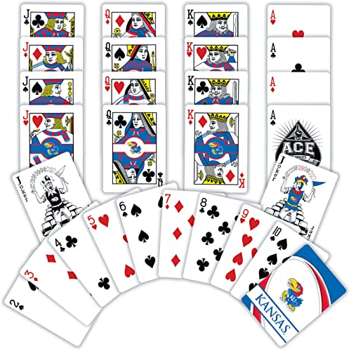 Image of MasterPieces Family Games - NCAA Kansas Jayhawks Playing Cards - Officially Licensed Playing Card Deck for Adults, Kids, and Family
