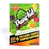 Punch'd Energy Caffeine Candy (50 Gummy Pouch) Survive and Thrive in College, Essential Study Buddy & Workout Pal, Green Coffee Caffeine, Real Fruit Assorted Gummies