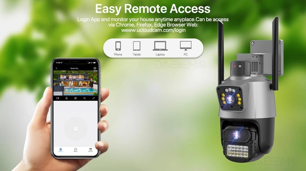 ICSEE WIFI Camera Security 3K 6MP Dual Lens Wireless PTZ Waterproof Human Detection CCTV With Warning Flashing Light, Alexa Supported (Dual Lens Black 6MP)