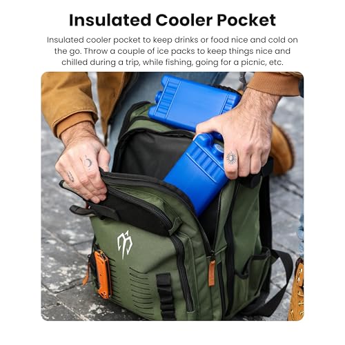 RIVOCK Mochila de pesca com bexiga de hidratação e duas caixas de equipamentos - bolso térmico térmi