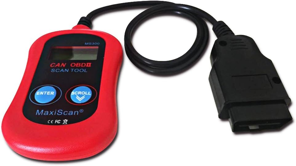 MS300 CAN OBD-II Diagnostic Code Scanner tool for Check Engine Light & Diagnostics, Direct Scan and Read Out(red)