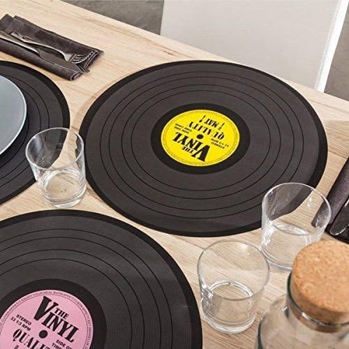 Upper-Place Vinyl Retro Record Placemats - Easy Wipe Retro Set of 4 Table Mats