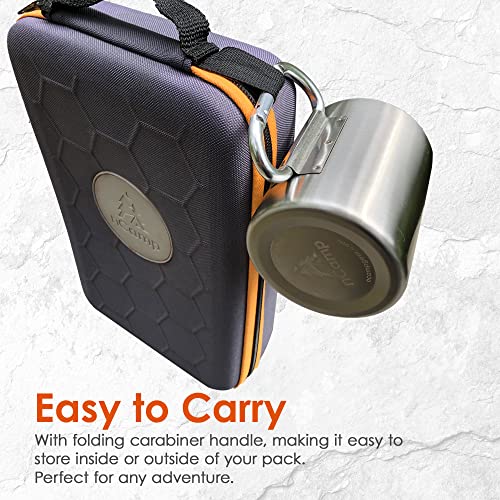 Ncamp - Insulated Mug With Carabiner Handle, Stainless Steel Mug, Compact Camping Cup, 304 Stainless Steel Mugs With Handles, Lightweight, Dishwasher-Safe, 12 Oz #TOP3