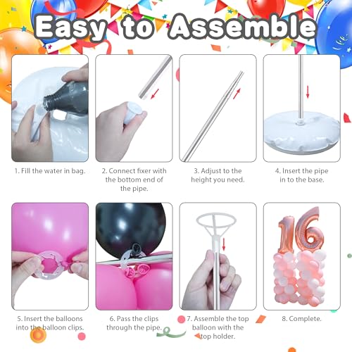 Image of 4 Sets Metal Balloon Stand, Balloon Arch Kit of 4, 7 Feet Adjustable, Durable, Ideal for General Celebrations, Children, Unisex, Christmas, Event Planners, Party Organizers