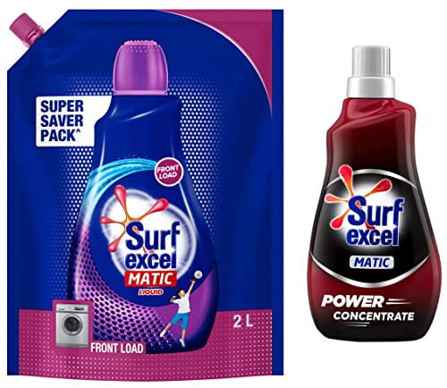 Image of Surf Excel Matic Front Load Liquid Detergent 2 L Refill & Power Concentrate (500Ml) Only Half Cap For 1 Load | 2X Power For Tough Stain Removal, With Exotic Fragrance