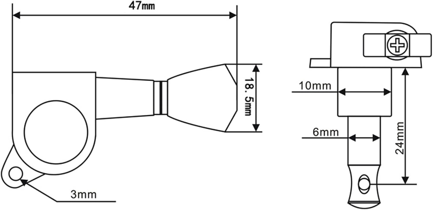 3R3Lギターチューニングペグ3L3Rチューナーマシンヘッドブラック Lギターの部品 ギターマシンヘッドチューナー