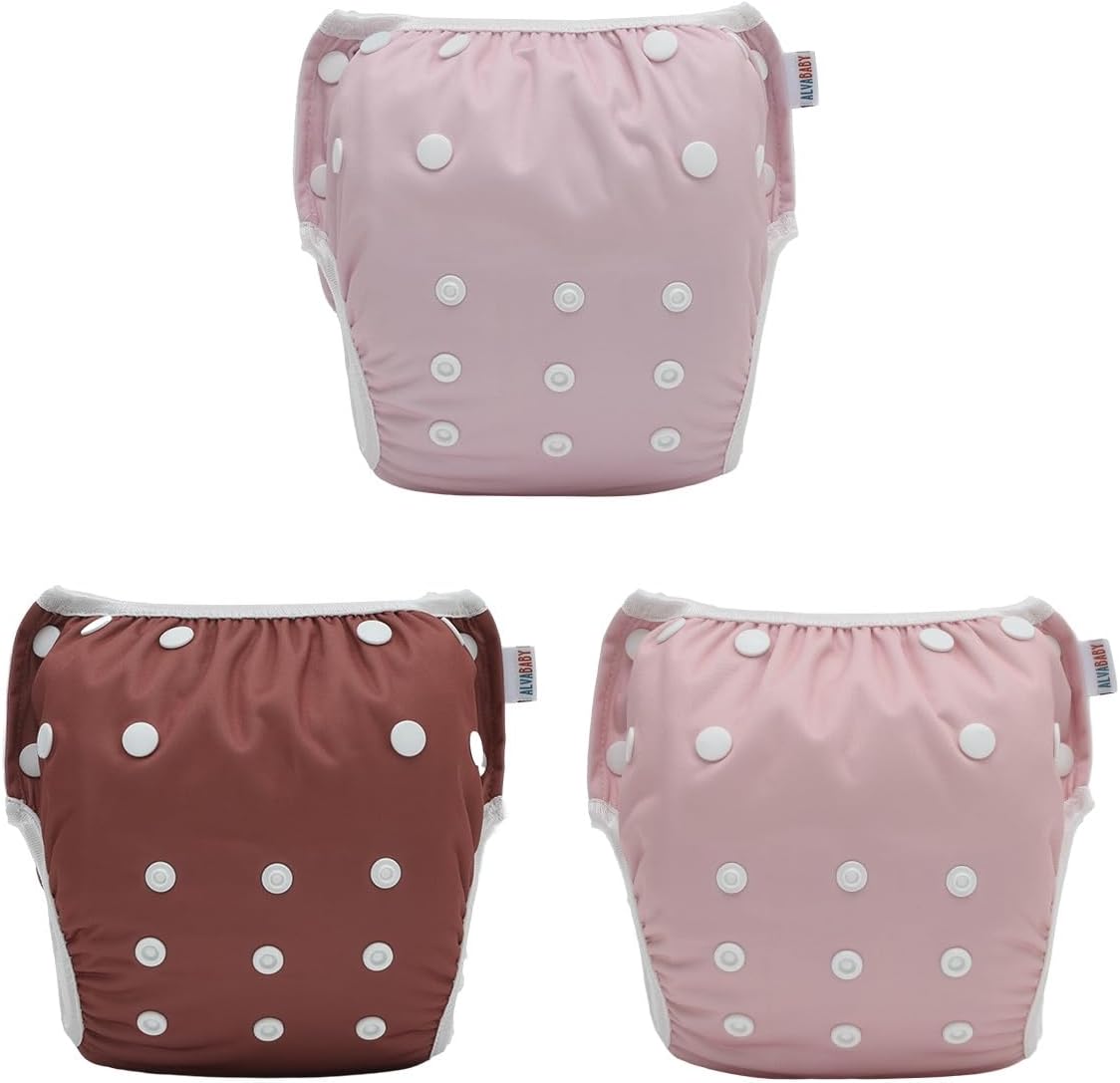 ALVABABY Baby Swim Diaper Reusable Washable Adjustable for Infants Toddlers 3 Pack Large Size Swim Diapers Swimming Lessons 3T