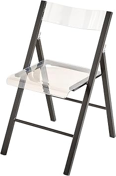 Clear Acrylic Folding Chair, Transparent Modern Conference Chair, No Assembly, Beautiful and Stylish for Dining, Office, Vanity, Indoor-OutdoorClear