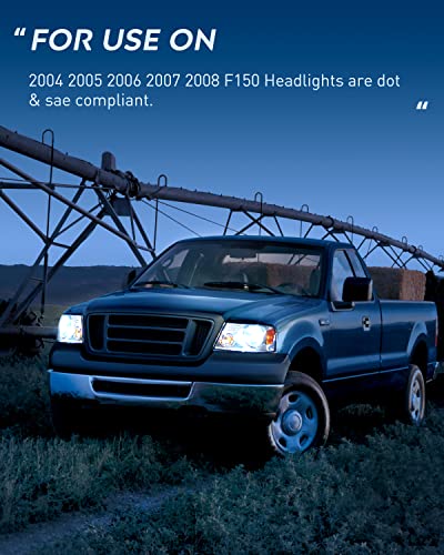 Nilight 2004 2005 2006 2007 2008 F150 Headlights, Headlight Assembly For 2006 Lincoln Mark Lt Chrome Housing Amber Reflector,Headlight Assembly Replacement Kit #TOP7