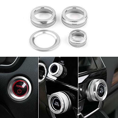 Thenice for CR-V Air Conditioning Knob Cover Vol Button AC Switch Temperature Climate Control Engine Start/Stop Rings for Honda CRV 2017 2018 2019 2020 2021 -Silver