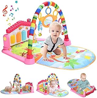 HIUME Baby Gym Play Mat, Kick and Play Piano Toys with Music and Lights Activity Gym for Infants,Toddlers ,Girls and Boys Ages 1-36 Months