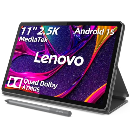 Image of Lenovo 11″ Tablet, 2.5K IPS Touchscreen Display (90Hz), 8-Core MediaTek Dimensity 6300, 8GB RAM, 512GB Storage (UFS+SD Card), All-Day Battery, Includes Stylus Pen + Protective Folio Case, Luna Grey