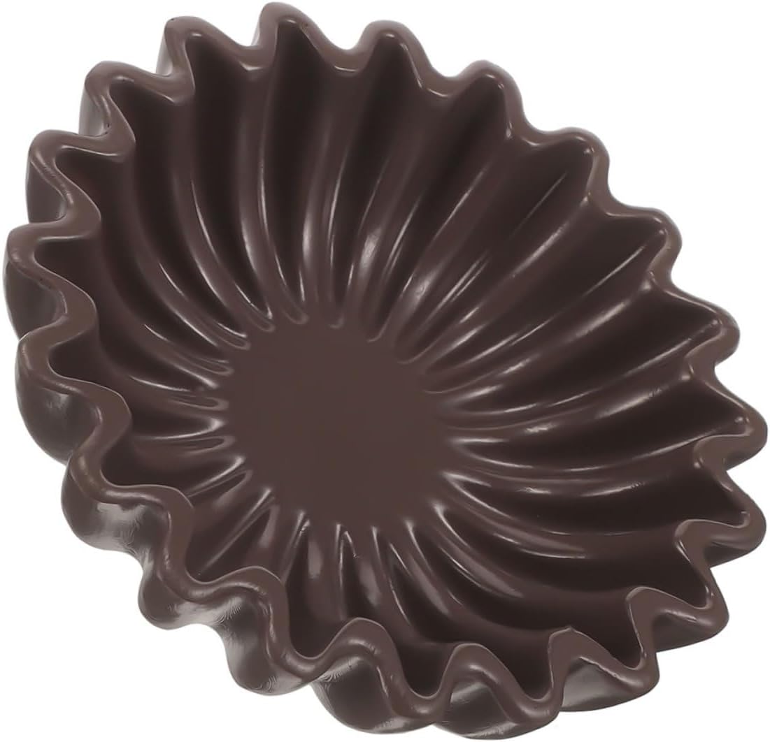 PRETYZOOM Decorative Resin Key Holder Bowl Grooved Ruffle Edge, 10-inch Black Decorative Fruit and Candy Dish for Entryway, Living Room, and Console Table Organizer