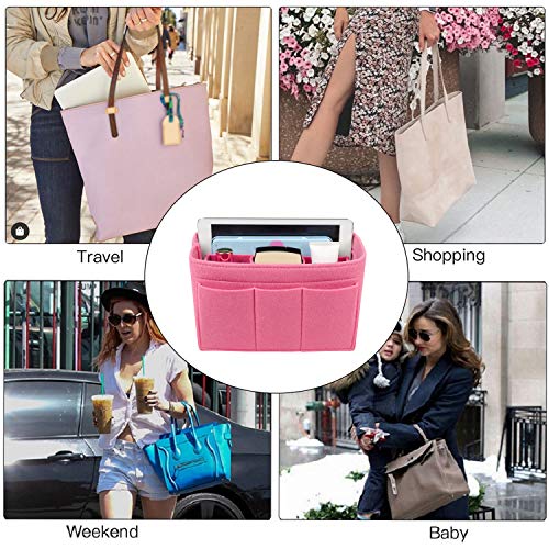 Ztujo Purse Organizer Insert, Felt Bag Organizer For Handbag Purse Organizer,13 Colors, 6 Size（Medium Pink #TOP6