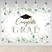 Mocsicka Greenery Graduation Backdrop 7x5ft - Congrats Grad Class of 2026 Graduate Party Background, Green Golden Leaves Graduation Party Decorations Photography Background