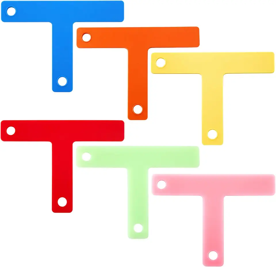 Affrolling Conjunto de 6 cores de marcas T de silicone de alta visibilidade para caminhada no palco do ator, marcador T para câmera, incluindo 2 fluorescentes, antiderrapantes para fotografia