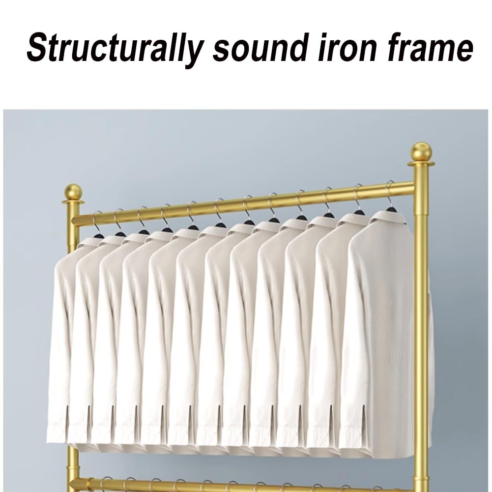 GRRICEPL Espositore da Terra per Campioni di Tessuto, Espositore Multistrato per Sciarpe, Scaffale per L'esposizione di Tappeti, Adatto per La Casa, Commerciale(Gold,100x40x150 cm)