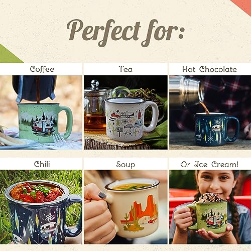 Ceramic Coffee Mug - 15 oz Retro Inspired Camping Mug - for Hot & Cold Drinks - Works as a Tea, Soup, & Coffee Mug - Stylish, Versatile, & Microwaveable Camping Coffee Mugs by Camp Casual - Thumbnail 4