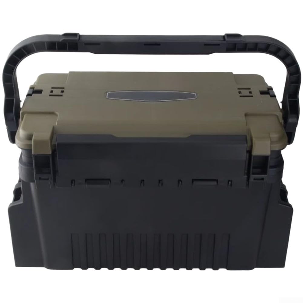 Scatola da pesca portatile con base stabile e scomparti multilivello per una gestione efficiente dell'attrezzatura (grande marrone nero)