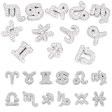 Cheriswelry Colgantes de latón con doce constelaciones, signo del zodiaco y circonita cúbica, horóscopo de latón, para hacer joyas y pulseras, Latón