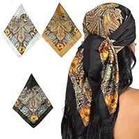 Guyode 3 Pièces Bandana Femme Bandana Cheveux Echarpes et Foulards Femme Foulard Carré Plage Accessoire Robes de Mariage Carre de Soie Accessoires Cheveux Mariag Robe Soiree Accessoire
