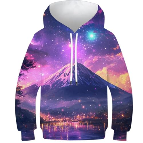 Sweat-shirt à capuche Mont Fuji ado pull manches longues anti-froid