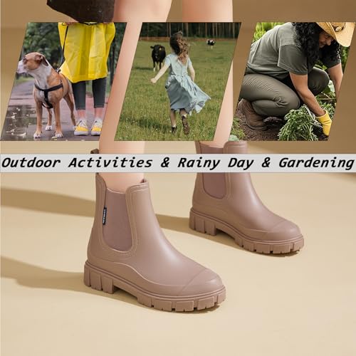 Image of WOWSTICK Women's Ankle Rain Boots Waterproof Lightweight Slip Resistant Fashion Garden Booties