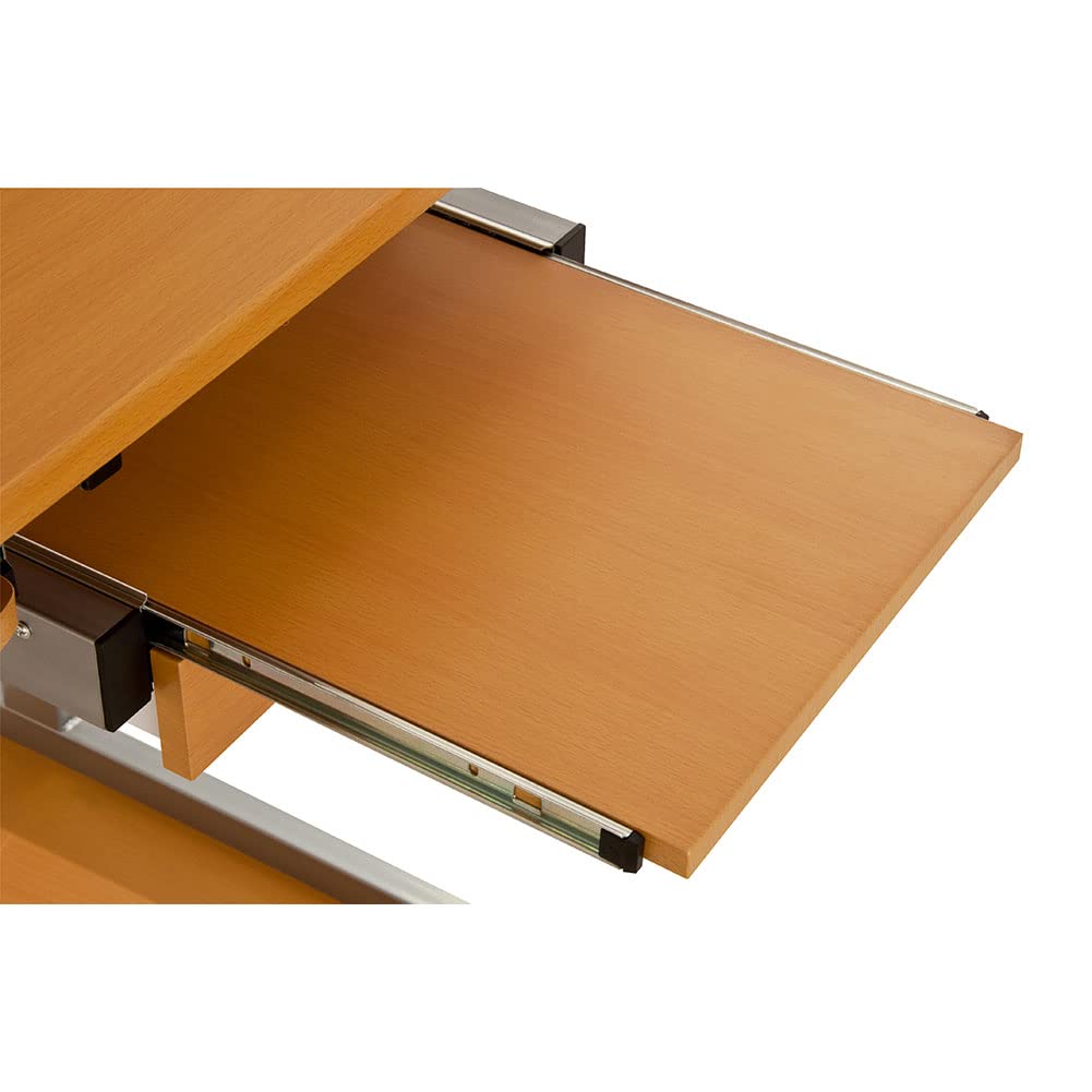 BAKAJI Scrivania con Cassetto Ripiano per Scanner Stampante Portatastiera e Mensola Estraibile Tavolo da Lavoro Porta Pc Computer in Metallo e Legno MDF Arredamento Casa Ufficio Cameretta