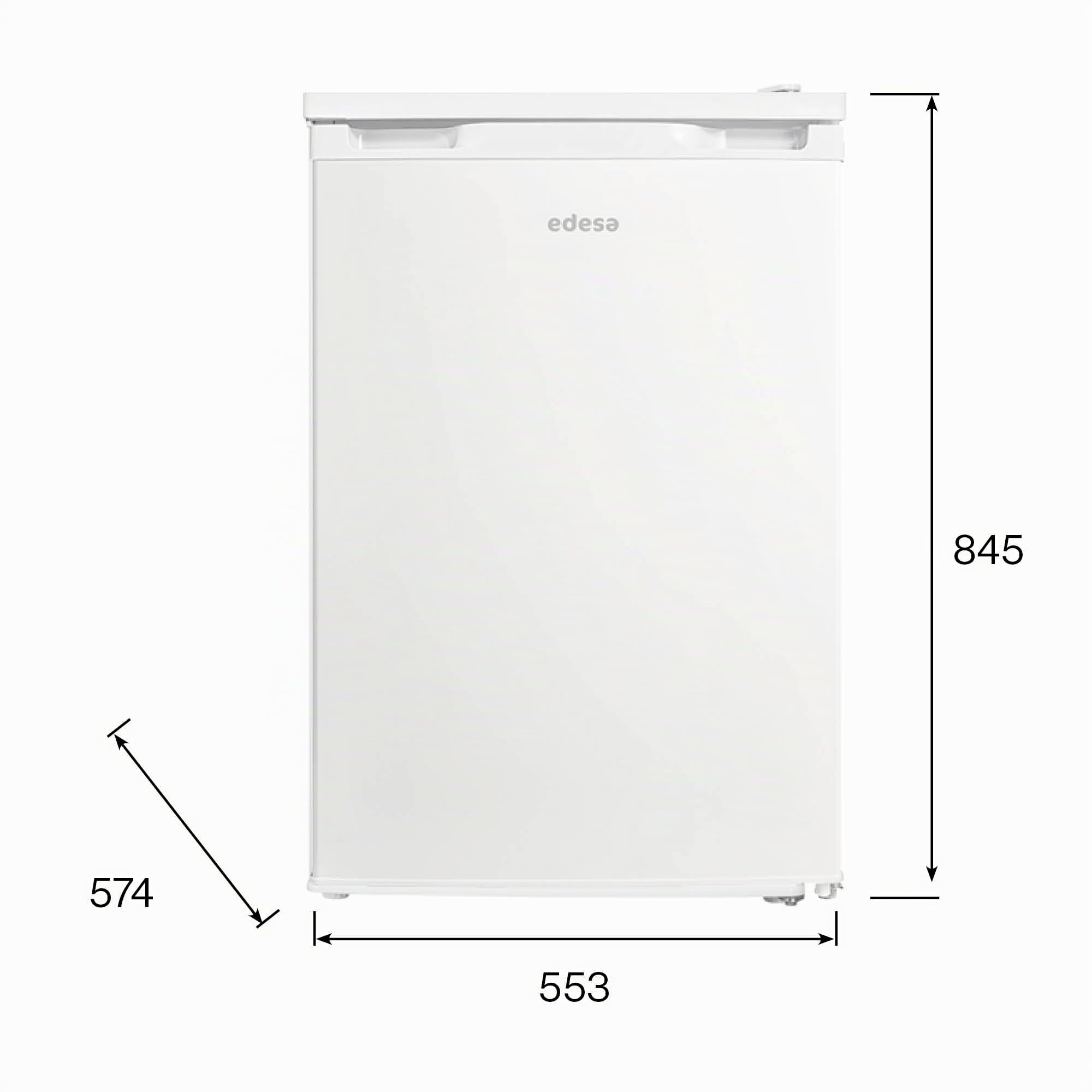 EDESA EFS-0814 WH Frigorífico Compacto Table Top de 113 L y 85 cm, Congelador de 16 L, Termostato Mecánico, LED, Puerta Reversible, Clase E, Blanco