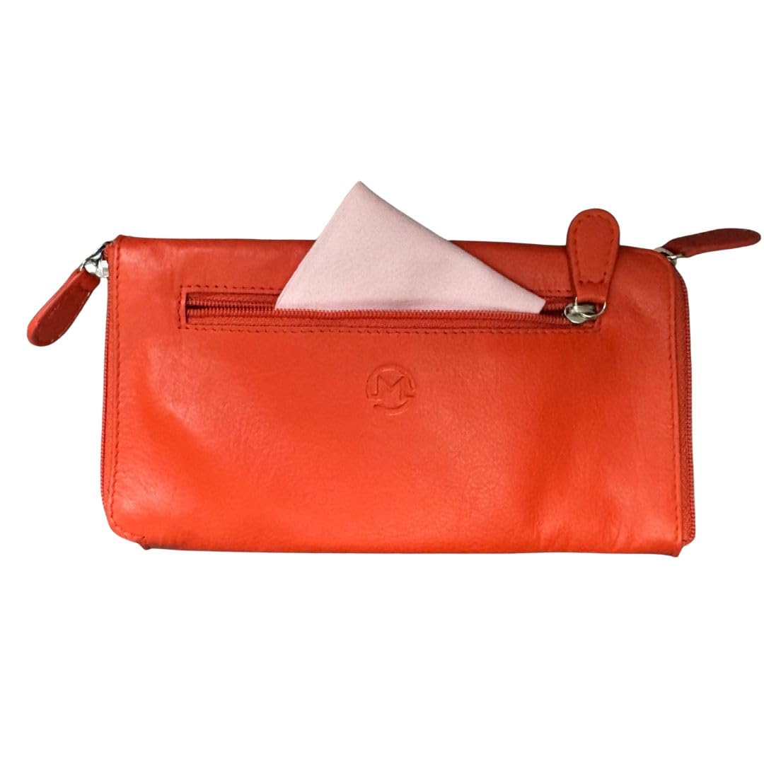 Mala Leather Double Glasses Case - Orange - Leather