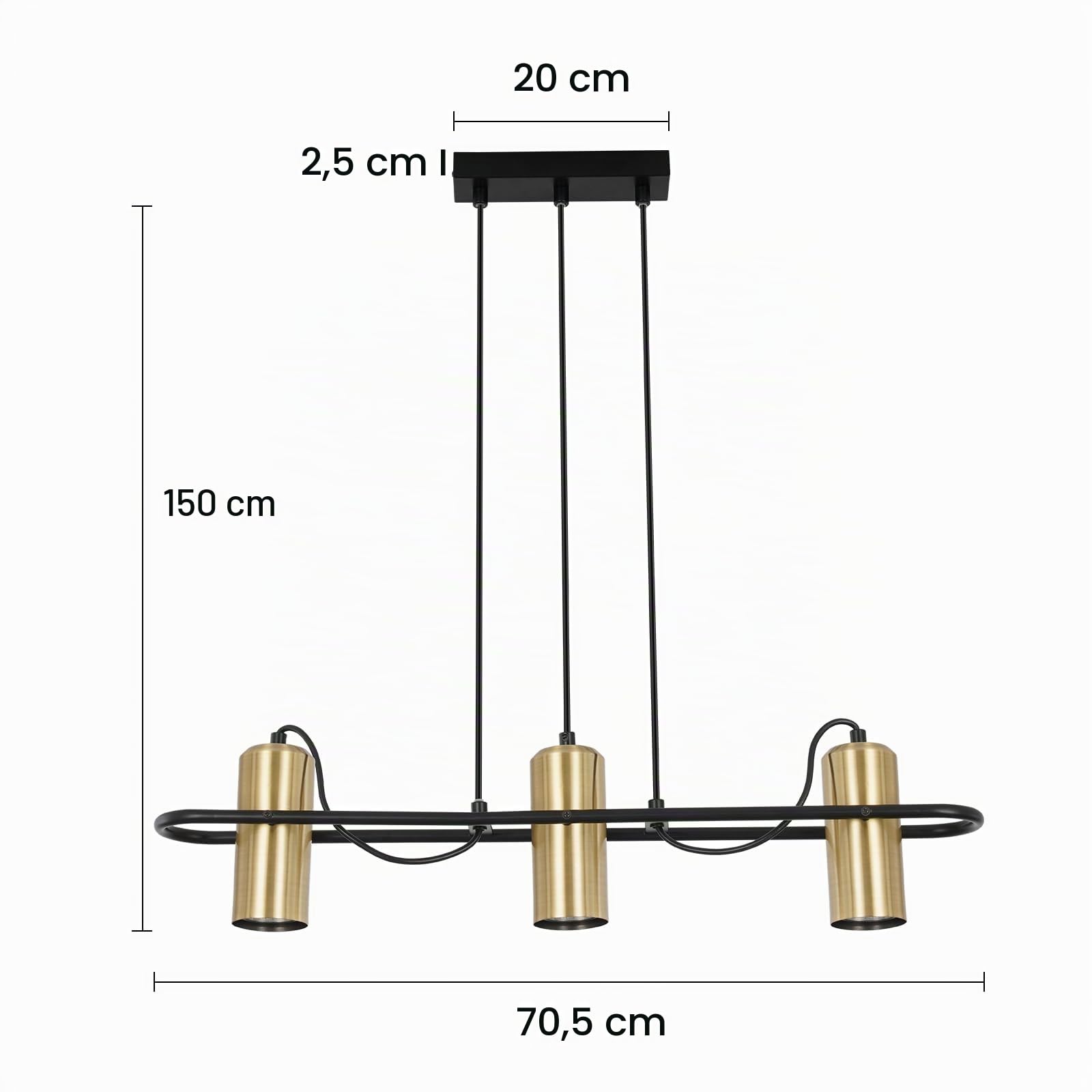 Homefire Pendelleuchte Esstisch Hängelampe Vintage - 3 Flammig Esszimmerlampe Gold Hängeleuchte Industrial GU10 Esstischlampe Küchenlampe Hängend Wohnzimmer für Esszimmer Küche Bar - Ohne Leuchtmittel