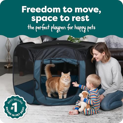 Image of FurHaven Soft-Sided Dog & Cat Playpen, Portable Foldable Indoor & Outdoor Pet Playpen with Mesh Windows & Zippered Door, Sailor Blue, Extra Large