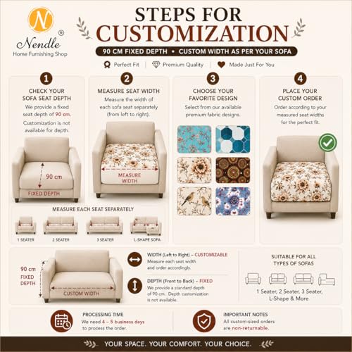 Image of Nendle Quilted Customisable Digital Printed Sofa Mat Cover with Fixed Seat Depth of 36 Inches | Premium Velvet Fabric Furniture Protector for Custom Fit