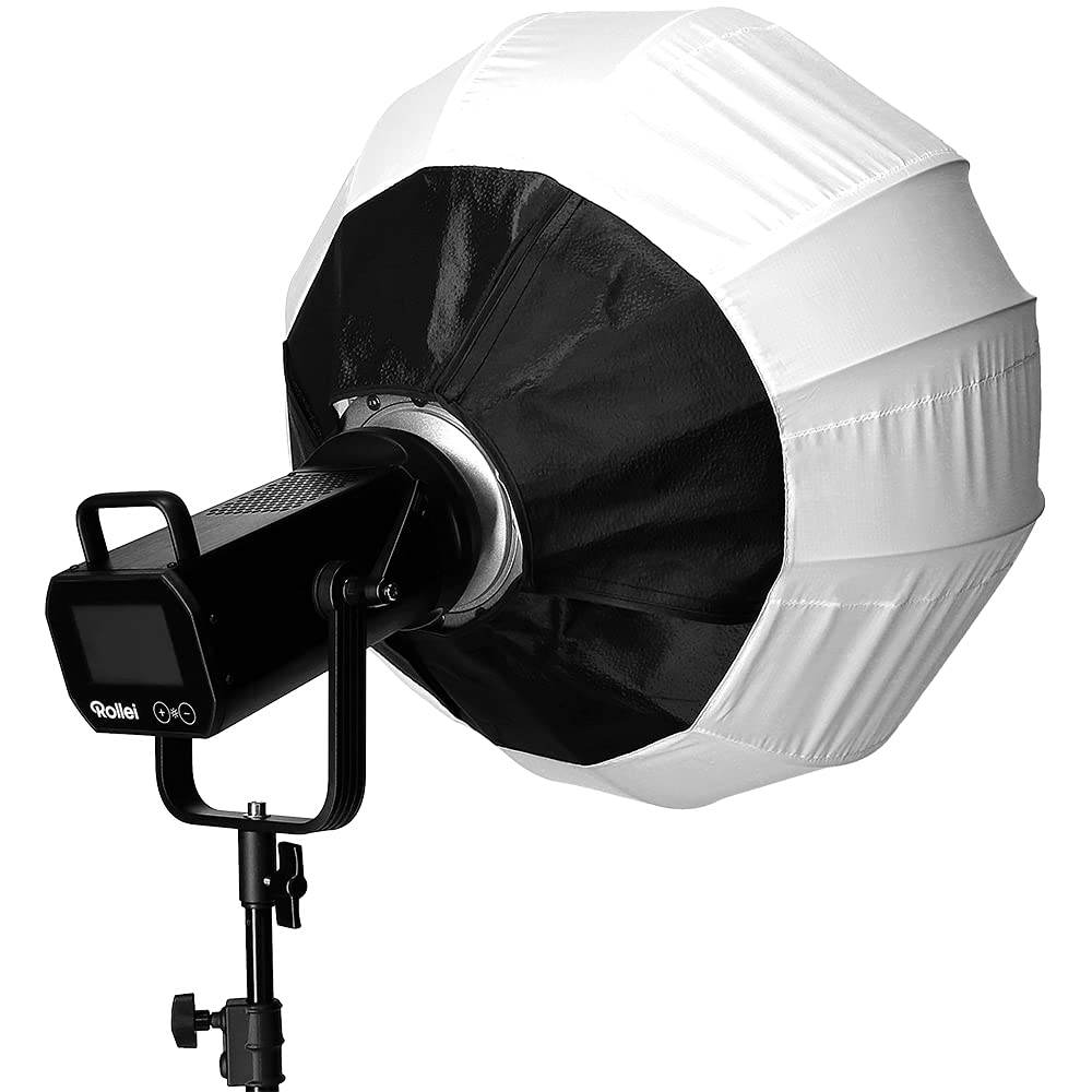 Rollei Ballon Softbox mit Licht-Kontrollvorhang, 65cm runder Lichtformer mit Bowens S-Type Bajonett für Studioblitz-Geräte und LED-Dauerlichter, 28196