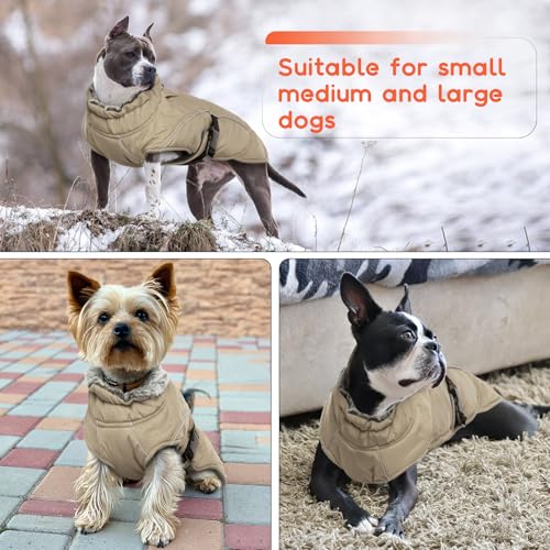 Hundemantel Grosse Hunde, Winterjacken & Wintermäntel für Hunde Winterpullover Hund Schneejacke Hund Hundekleidung Winter Hundejacke Labrador(Khaki, XL)