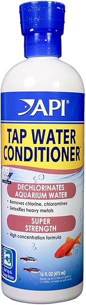 The API TAP WATER CONDITIONER bottle, a vital tool for preparing tap water for aquarium use.