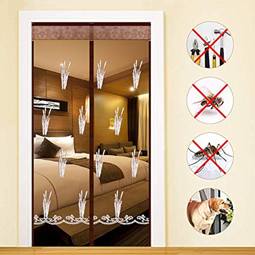 Preisvergleich Produktbild GUYUN Magnetische Fliegengitter Tür Moskitonetz - Stoff in Fiberglas, mit Klettverschluss,durch kinderleichte Klebemontage,Magnetvorhang zum Insektenschutz Moskitonetz FüR TüRen,Brown,140x230cm