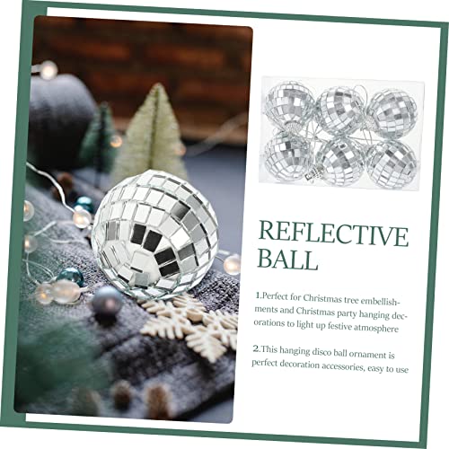 WOONEKY - 6 bolas espejadas para decoración navideña, fiestas y eventos de baile, colgantes reflectantes para bodas, pubs y discotecas miniatura 2