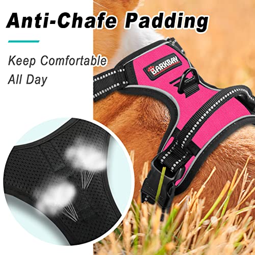 BARKBAY-No-Pull-Pet-Harness-Dog-Harness-Adjustable-Outdoor-Pet-Vest-3M-Reflective-Oxford-Material-Vest-for-PINK-Dogs-Easy-Control-for-Small-Medium-Large-Dogs-L