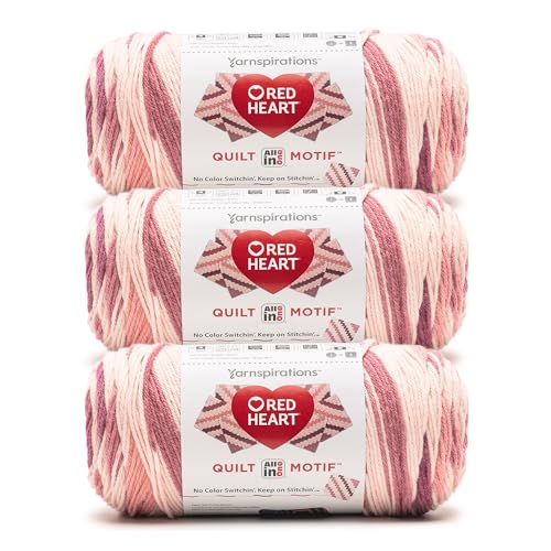 Image of Red Heart All in One Quilt Motif Yarn for Crocheting, Authentic, 3-Pack