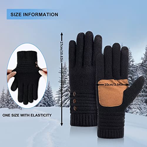 Gloves for Women, Winter Gloves Women Warm Merino Wool Cable Knit with