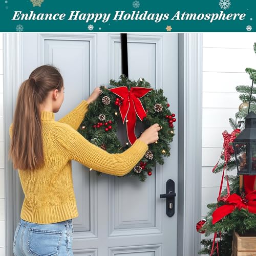 Image of HOOSUN 4th of July Decorations Wreath Hangers for Front Door,14 inch Patriotic Wreath Hook Holder Over The Door Hooks Hanger,Metal Garland Hangers Hook for Patriotic Independence Christmas Porch Decor