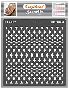 Diamond Stencils for Wall Painting - Wavy Diamonds - Size: 6X6 Inches - Background Stencil for Wall Painting - Wall Stencils for Painting Designs - Pattern Work Stencils for Craft