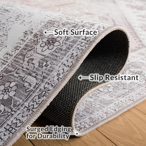 Tapete 3' x 3' Beige y Gris SAFAVIEH lavable bajo pelo miniatura 5