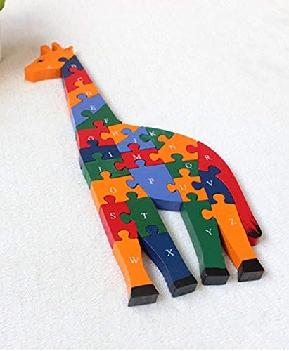 Elloapic Wooden Giraffe 3D Puzzle Children's Toys Preschool Enlightenment Early Learning 26 English ABC Letters and Numbers Alphanumeric Cognition Puzzle 3 51VRjYzOBOL. AC