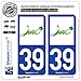 blasonimmat 2 Autocollants Plaque immatriculation Auto 39 Jura - Vignoble