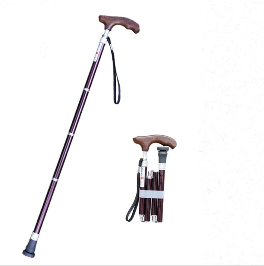 Béquilles pliables MU : soulagez vos articulations en voyage grâce au bois léger et aluminium vin rouge